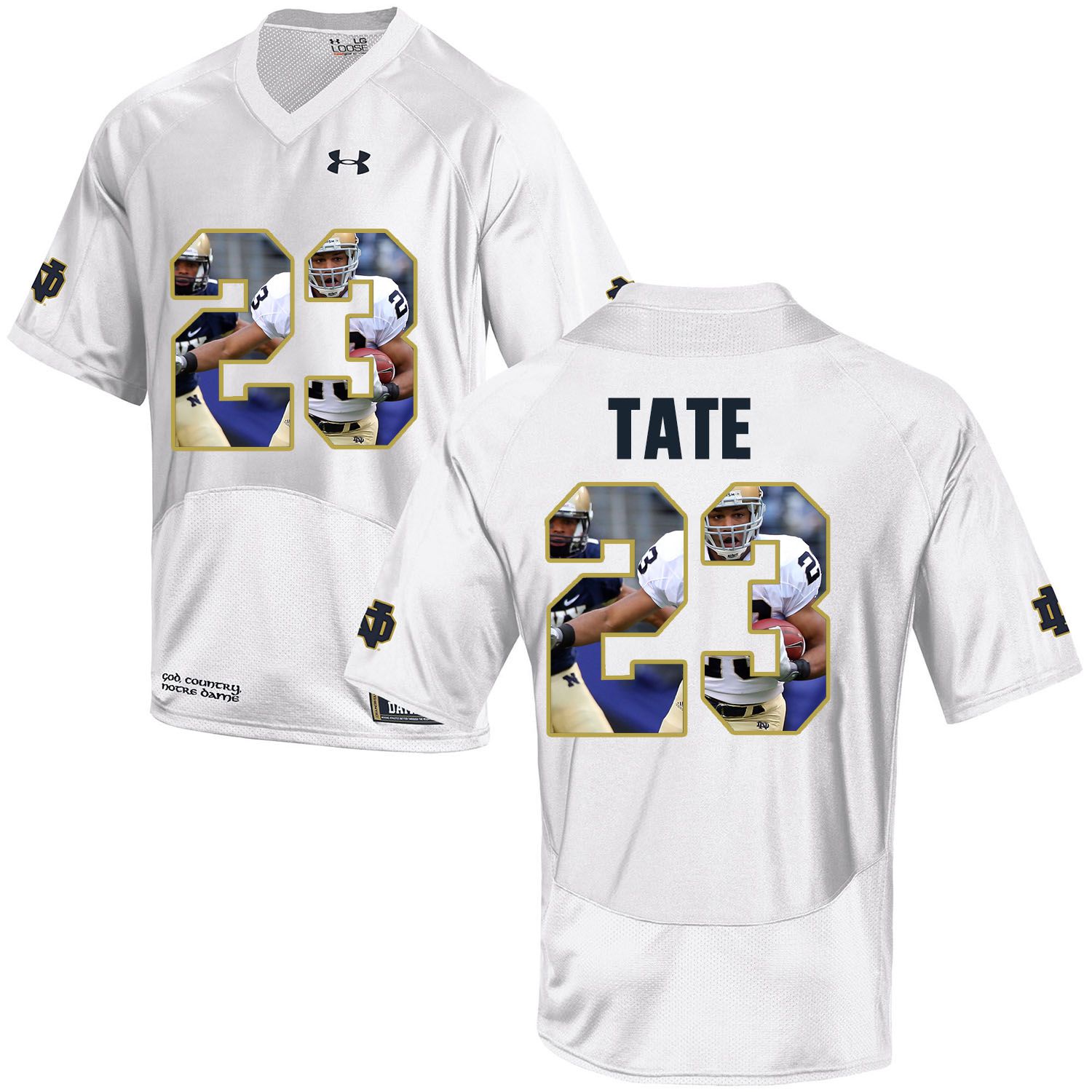 Men Norte Dame Fighting Irish #23 Tate White Fashion Edition Customized NCAA Jerseys->customized ncaa jersey->Custom Jersey